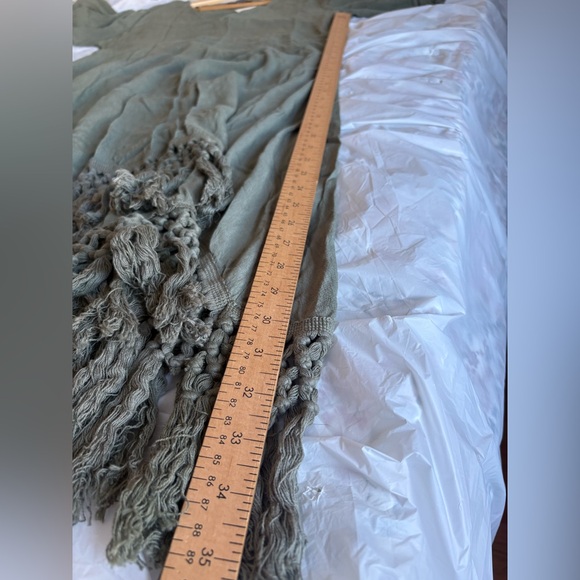 Papillon NWT green fringe short sleeve dress size large viscose boho - Picture 6 of 8